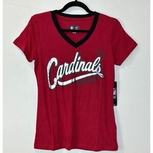 Cardinals NFL Team Apparel Short Sleeve V Neck Tee Shirt Red Women's Small NWT